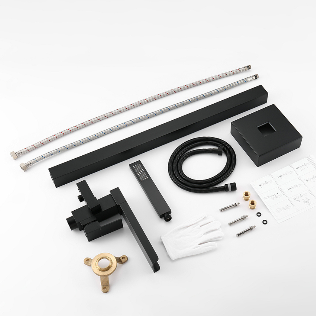 Freestanding Bath Faucet Lisandro – Waterfall Spout – Matte black