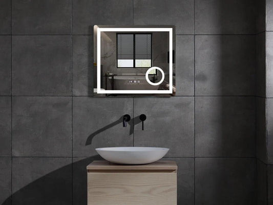 LED Bathroom Mirror - Digital Clock - Dante 80x70cm