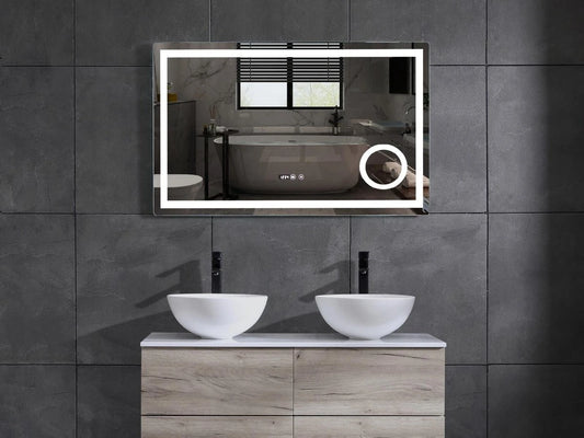 LED Bathroom Mirror - Digital Clock - Dante 100x70cm
