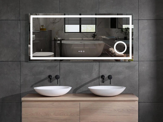 LED Bathroom Mirror - Digital Clock - Dante 140x70cm