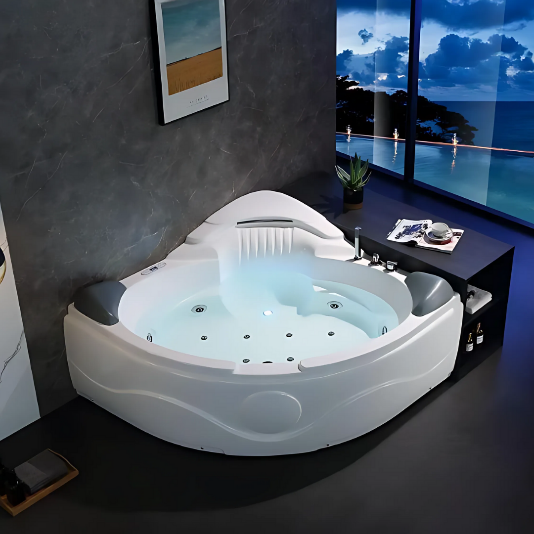 Corner Bath Massage Bath – Bellavista – Glossy White – 154x154x80 cm