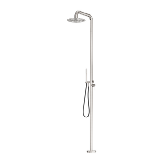Outdoor shower set Capri – Freestanding – Rain shower & Hand shower - Brushed nickel