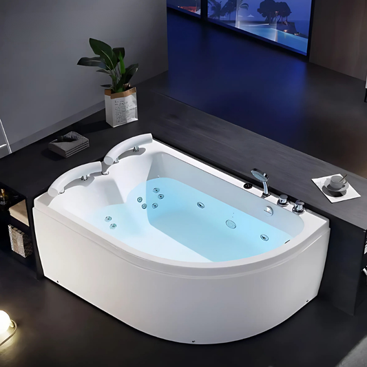 Corner Bath Massage Bath – Florence – Glossy White – 170x120x64 cm