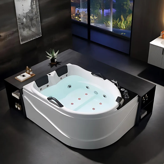 Corner Bath Massage Bath – Oliver – Gloss White – 176x123x82 cm