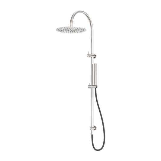 Outdoor shower set Capri – With mixer tap – Rain shower & Hand shower - Brushed nickel