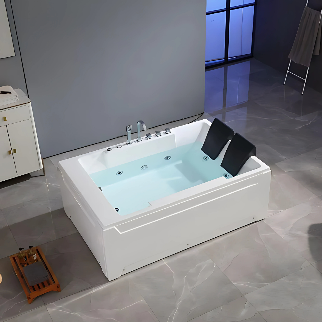 Freestanding Massage Bath – Valenza – Glossy White – 182x122x67 cm