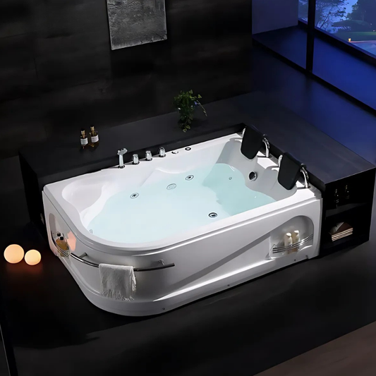 Corner Bath Massage Bath – Mason – Gloss White – 180x120x65 cm