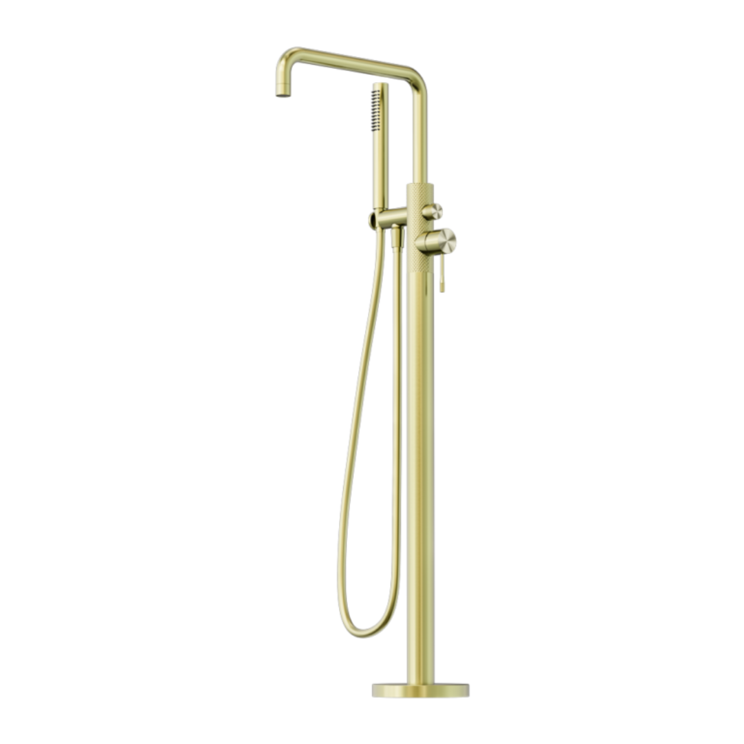 Freestanding bath mixer Valencia - Hand shower - Brushed gold