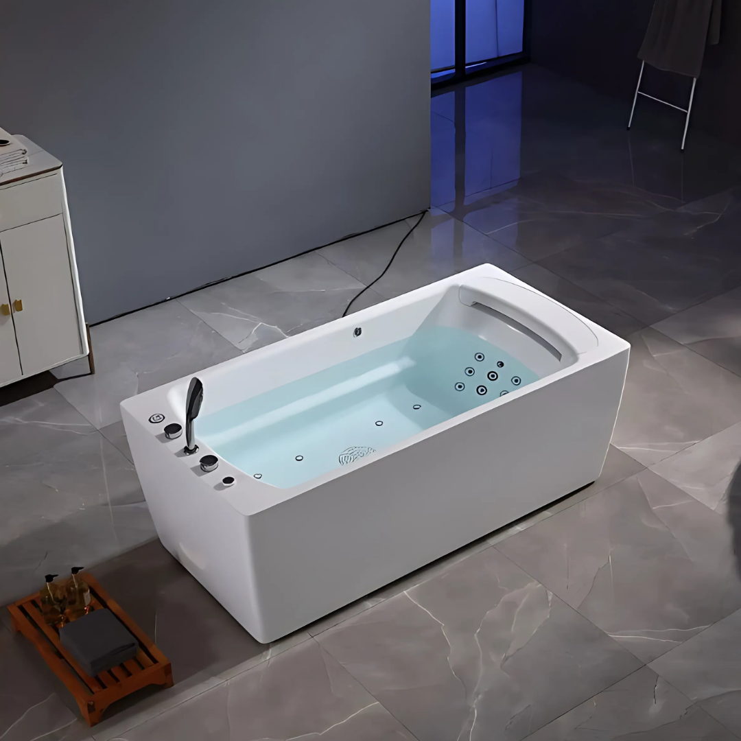 Freestanding Massage Bath – Bellagio – Glossy White – 170x85x62 cm