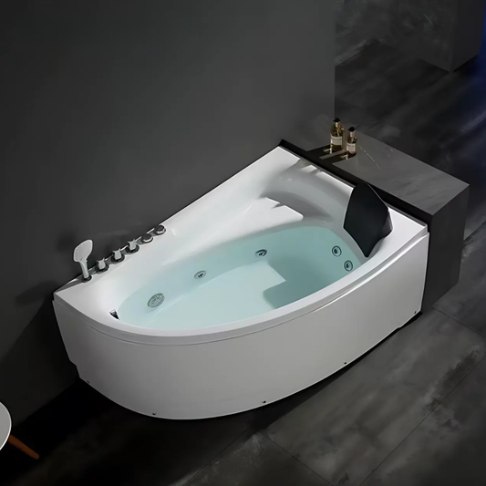 Corner Bath Massage Bath – Leonardo – Glossy White – 150x100x65 cm