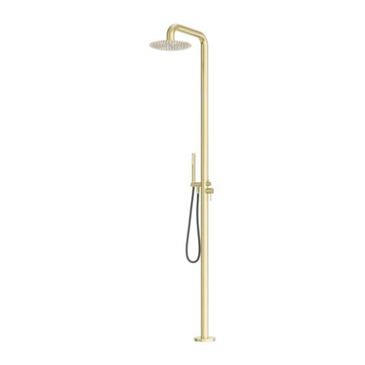 Outdoor shower set Capri – Freestanding – Rain shower & Hand shower - Brushed gold