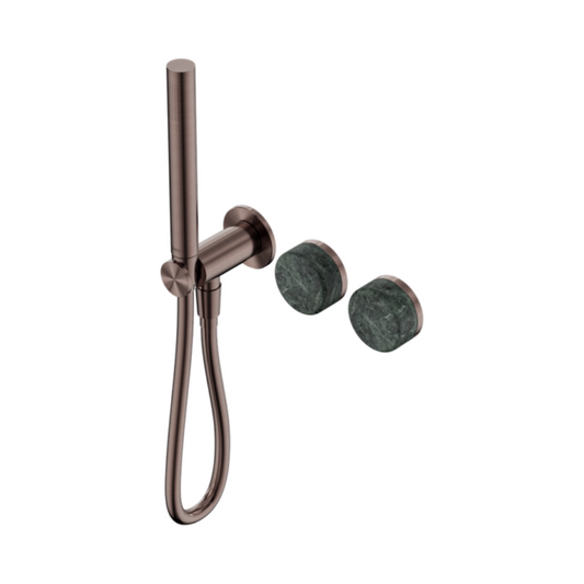 Inbyggings dusjbatteri – Sorrento – Verde Alpi – Stangdusj – Uten bakplate – Børstet bronse