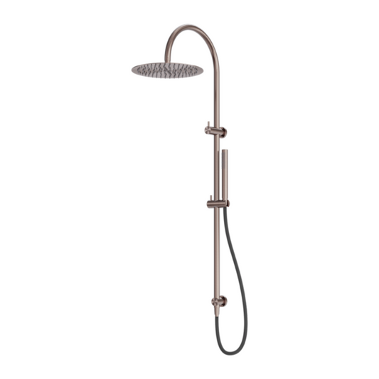 Outdoor shower set Capri – With mixer tap – Rain shower & Hand shower - Brushed bronze