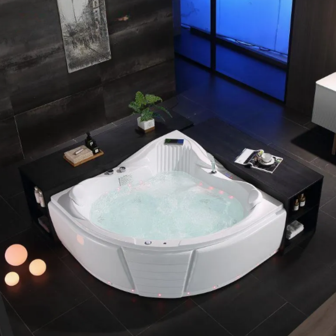 Corner Bath Massage Bath – Montecarlo – Gloss White – 155x155x72 cm
