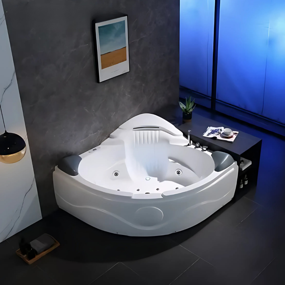 Corner Bath Massage Bath – Bellavista – Glossy White – 154x154x80 cm