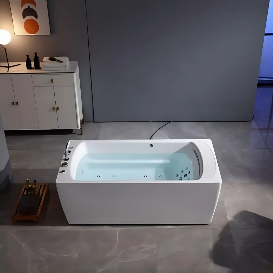 Freestanding Massage Bath – Bellagio – Glossy White – 170x85x62 cm