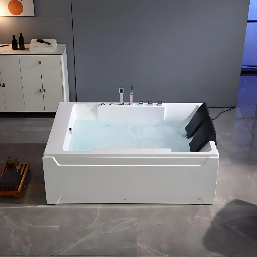 Freestanding Massage Bath – Valenza – Glossy White – 182x122x67 cm