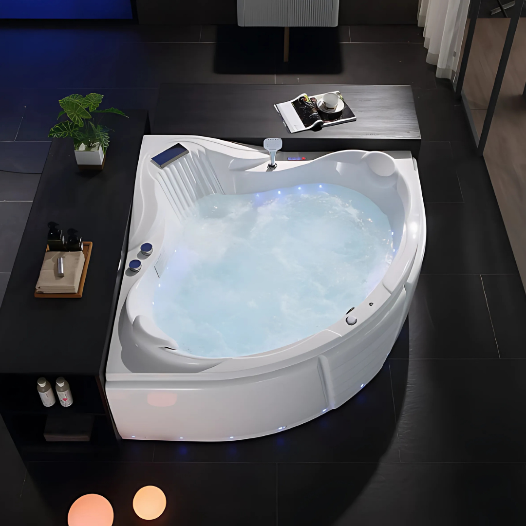Corner Bath Massage Bath – Montecarlo – Gloss White – 155x155x72 cm