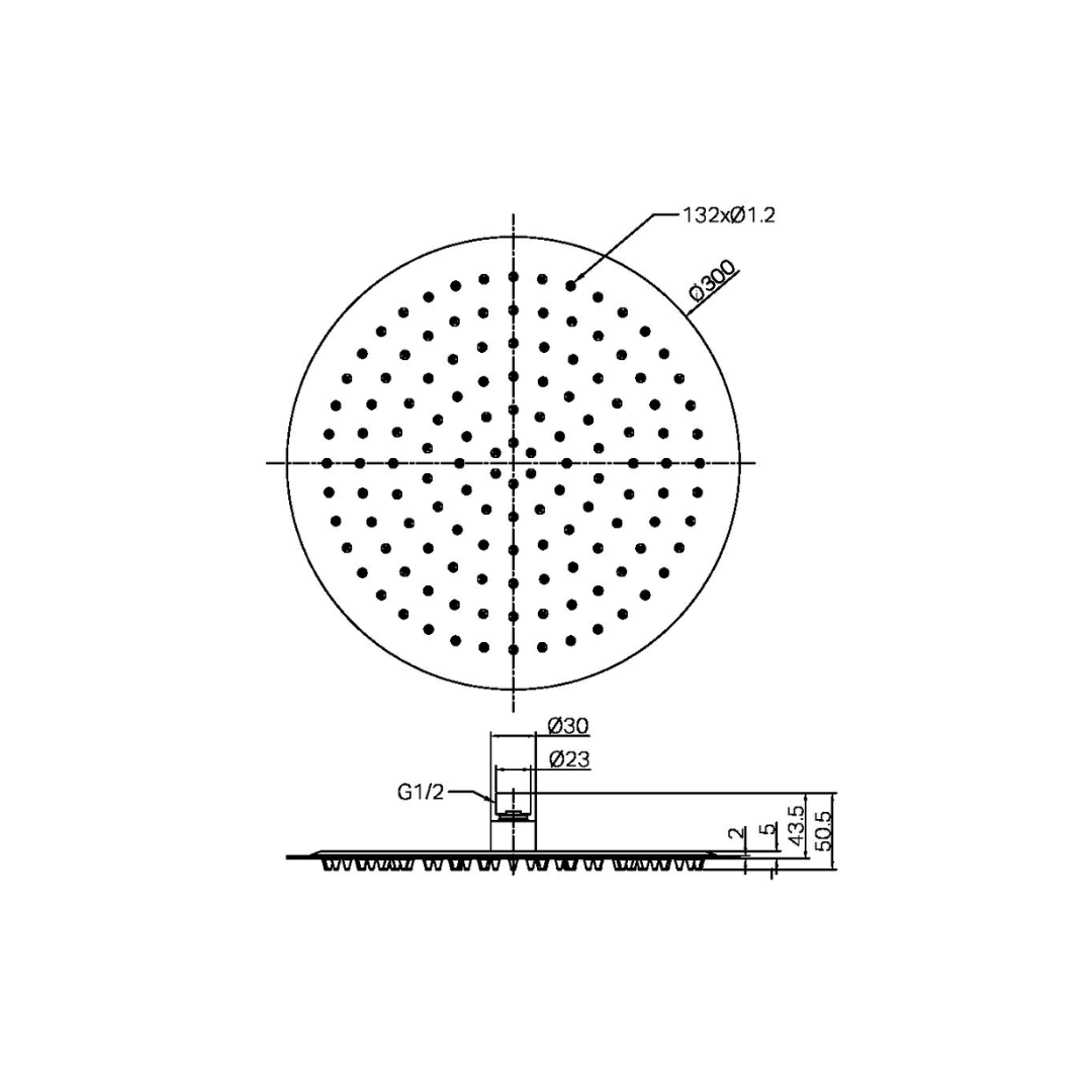 Dusjhode Capri – Børstet gull - 300mm