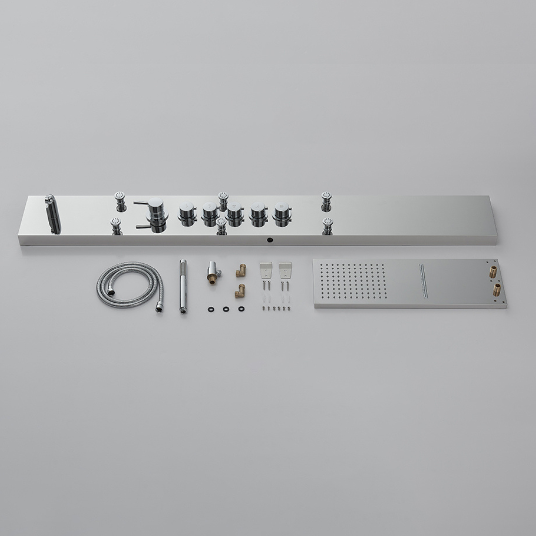 Freestanding Bath Faucet Lisandro – Waterfall Spout – Brushed nickel