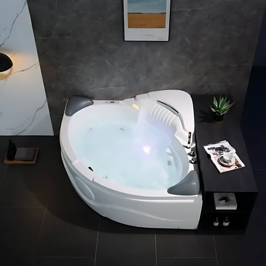 Corner Bath Massage Bath – Bellavista – Glossy White – 154x154x80 cm