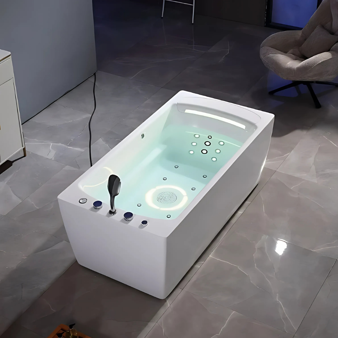 Freestanding Massage Bath – Bellagio – Glossy White – 170x85x62 cm