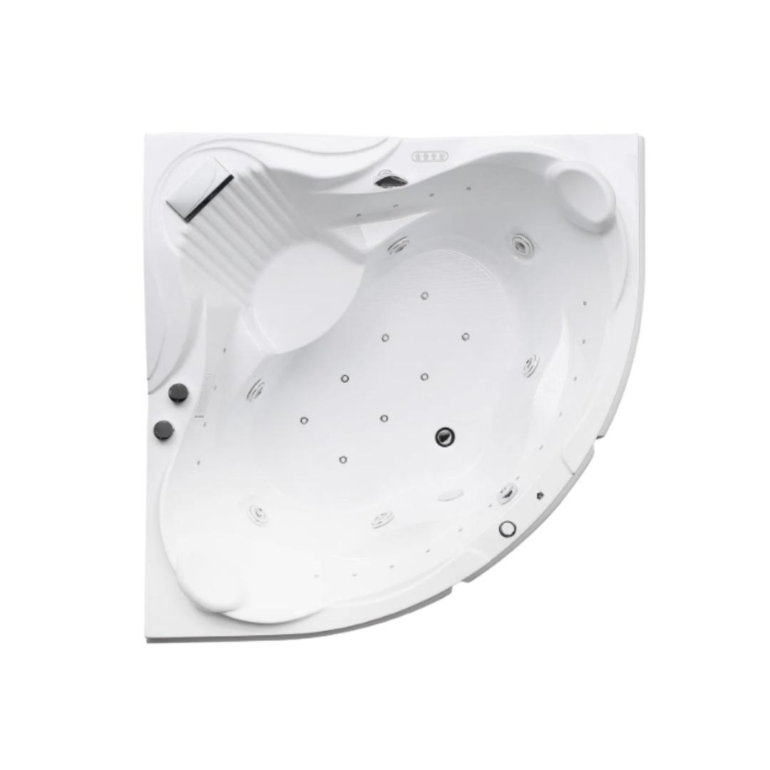 Corner Bath Massage Bath – Montecarlo – Gloss White – 155x155x72 cm