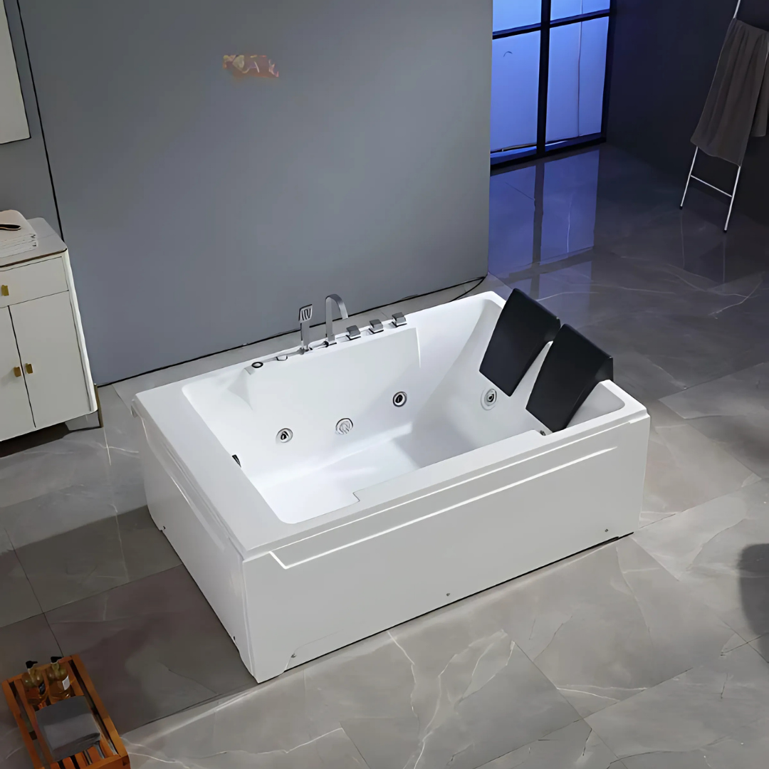 Freestanding Massage Bath – Valenza – Glossy White – 182x122x67 cm