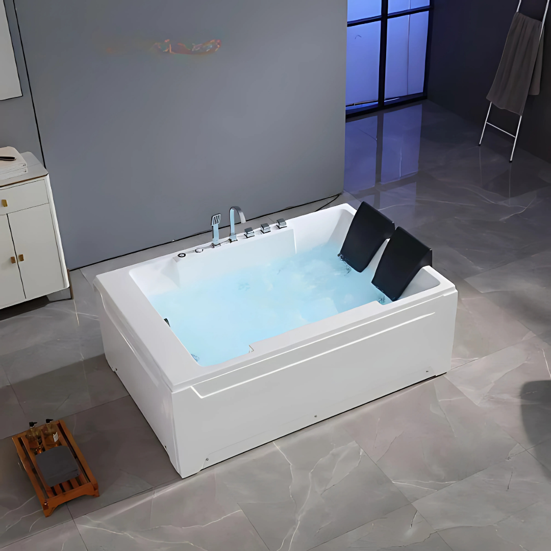 Freestanding Massage Bath – Valenza – Glossy White – 182x122x67 cm