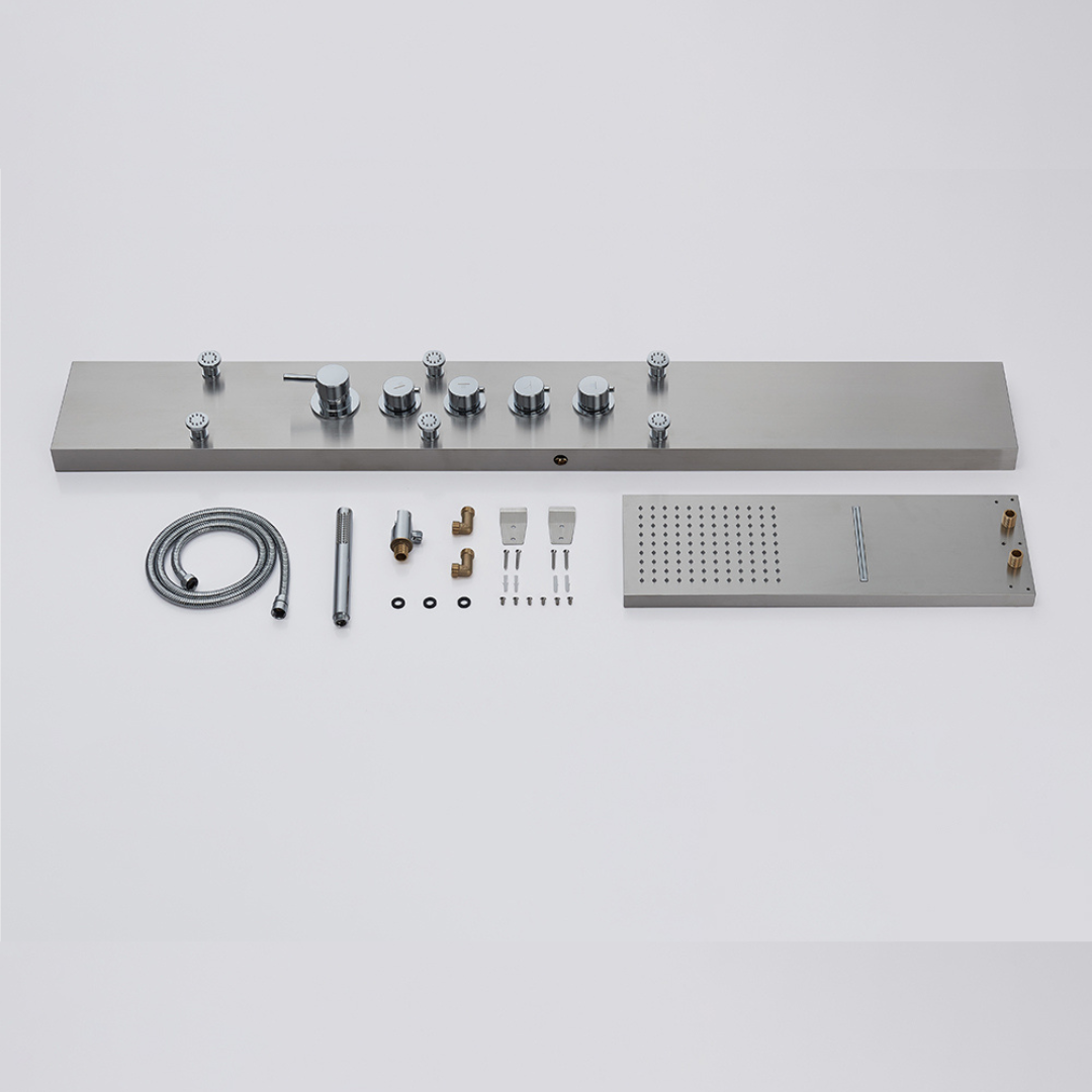 Freestanding Bath Faucet Lisandro – Waterfall Spout – Brushed nickel