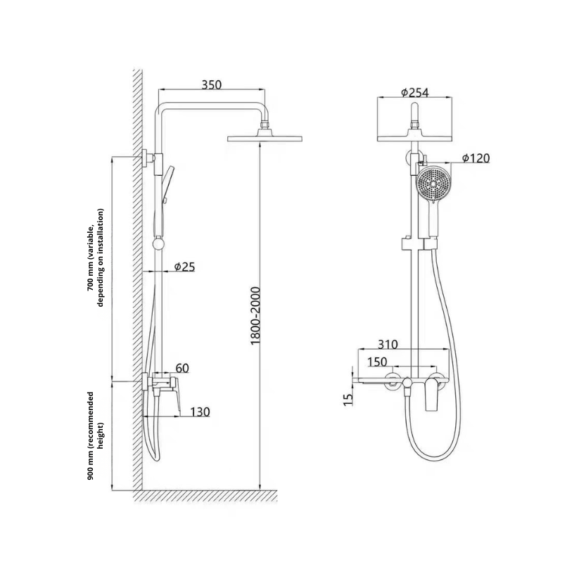 Freestanding Bath Faucet Lisandro – Waterfall Spout – Brushed nickel