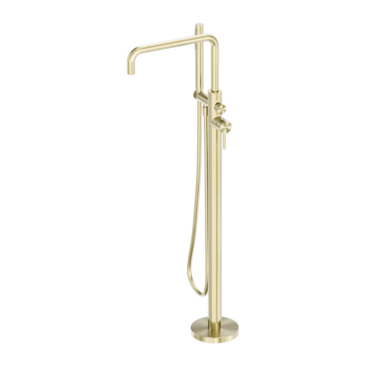 Freestanding bath mixer Capri - Hand shower - Brushed gold