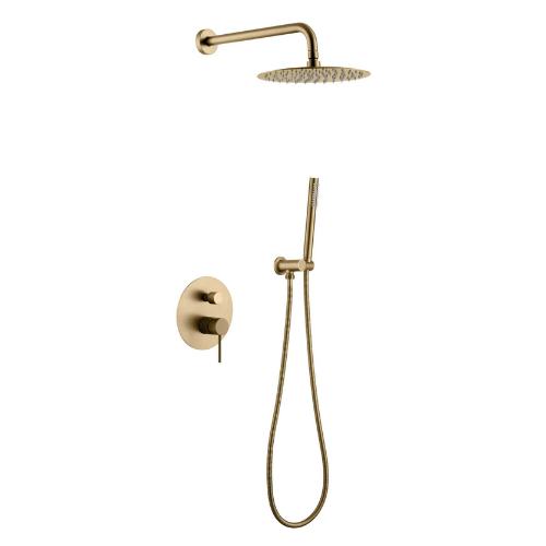 Inbouw Regendoucheset Angelica – Staafhanddouche – Geborsteld goud