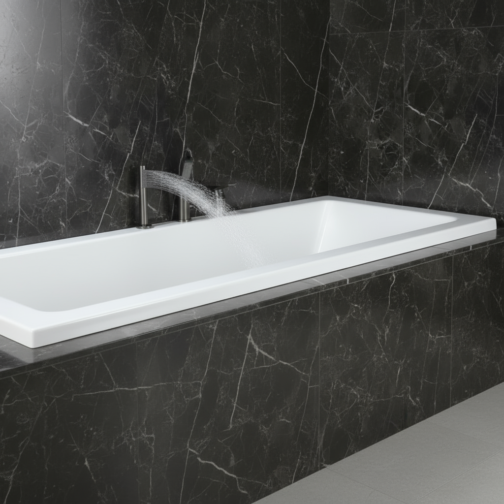 Freestanding Bath Faucet Lisandro – Waterfall Spout – Brushed nickel