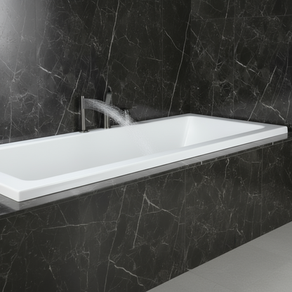 Freestanding Bath Faucet Lisandro – Waterfall Spout – Brushed nickel