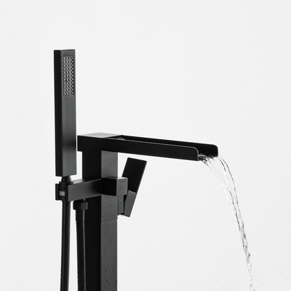 Freestanding Bath Faucet Lisandro – Waterfall Spout – Matte black