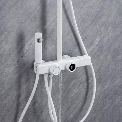 Thermostatic built-in rain shower set – Violetta – Digital Display – White