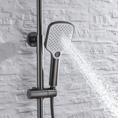 Thermostatic built-in rain shower set - Angelo - Gunmetal grey