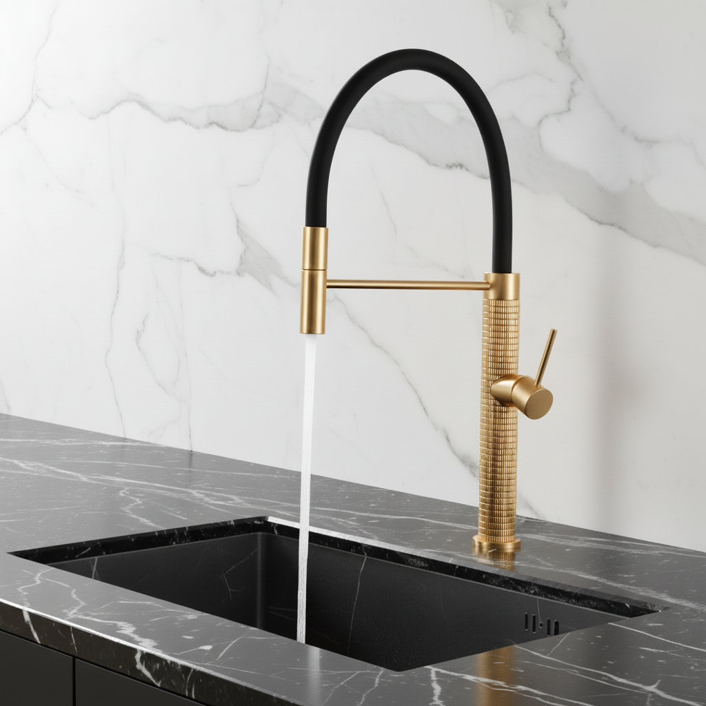 Semi-profesjonell Kjøkkenkran Angelica – Utrekkbar Utløp – Gunmetal Grey