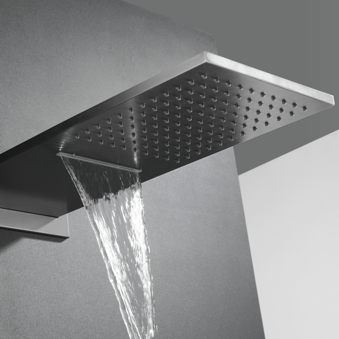 Thermostatic Built-in Rain Shower Set Isabella - Waterfall - Gunmetal grey