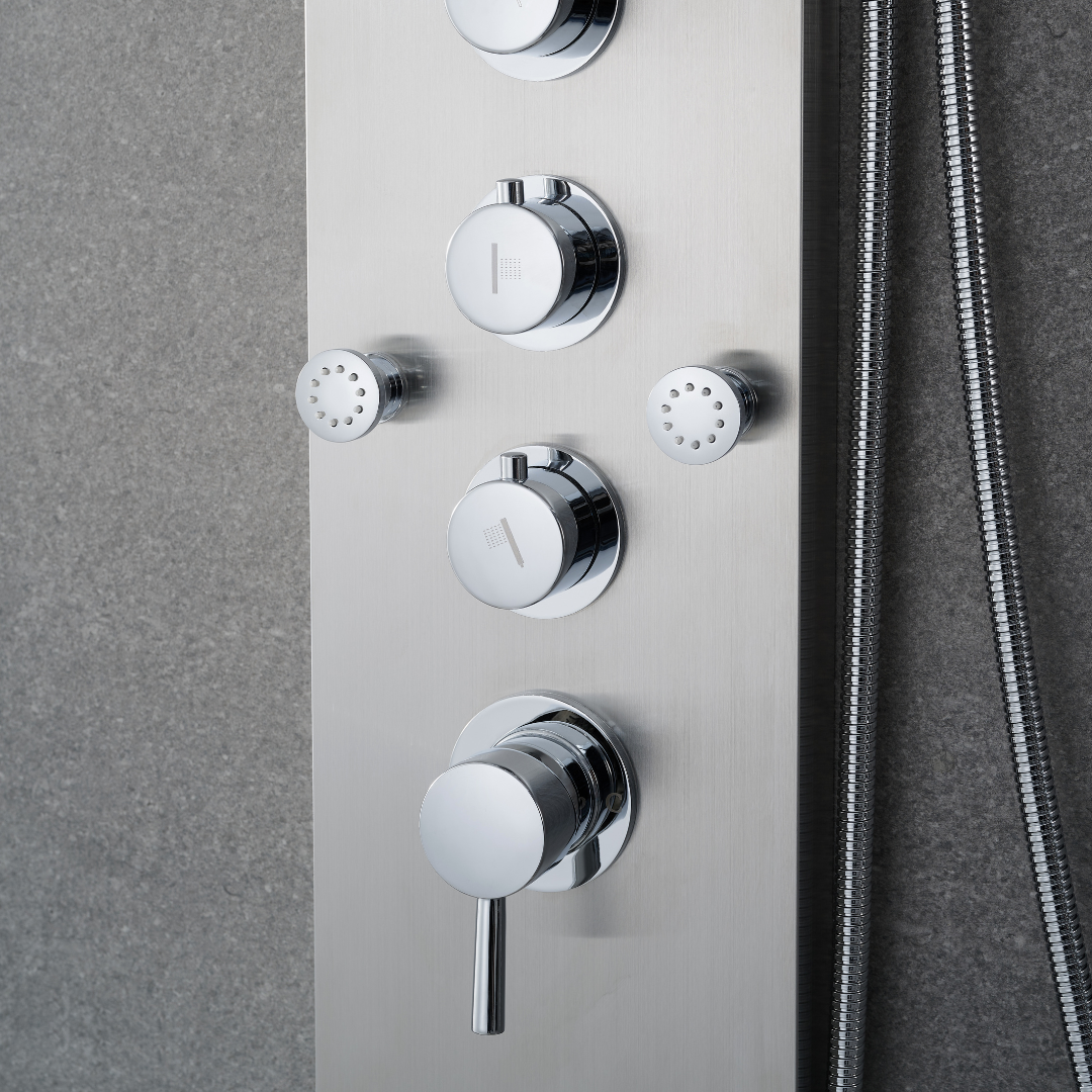 Freestanding Bath Faucet Lisandro – Waterfall Spout – Brushed nickel