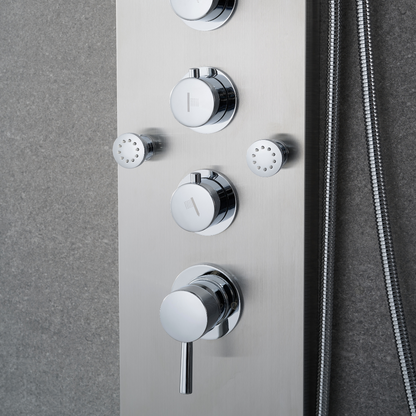 Freestanding Bath Faucet Lisandro – Waterfall Spout – Brushed nickel