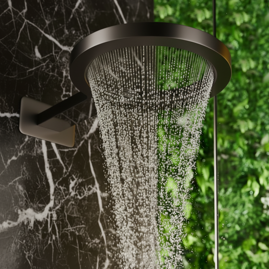 Thermostatic Built-in Rain Shower Set – Marino – Waterfall & Hand Shower - Digital Control – Gunmetal Grey