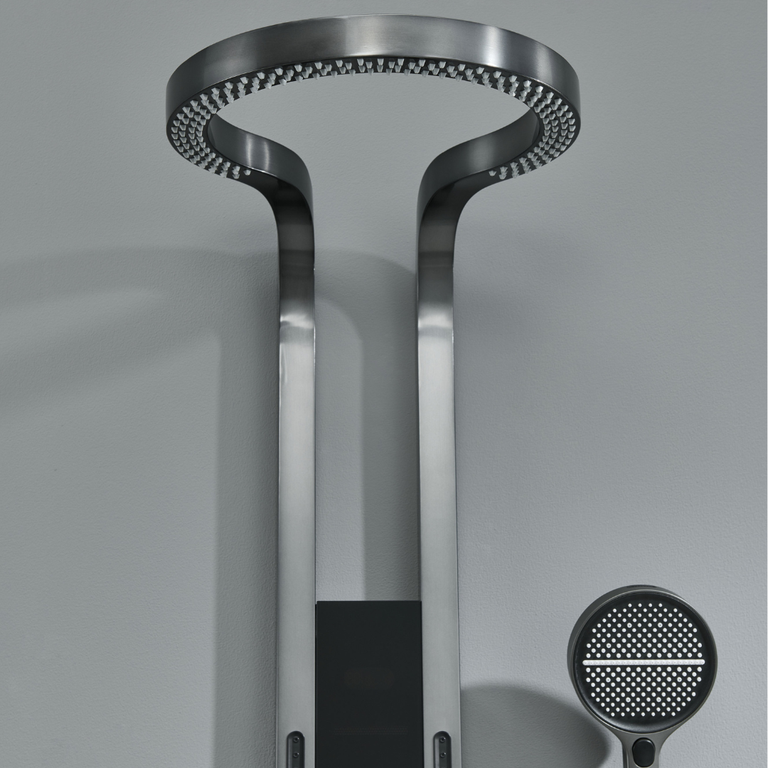 Thermostatic Shower Panel Marcelo – Digital Display - Gunmetal Grey