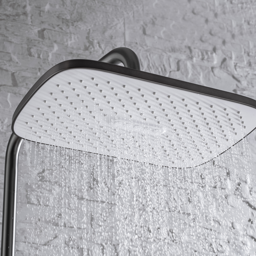 Thermostatic built-in rain shower set - Angelo - Gunmetal grey