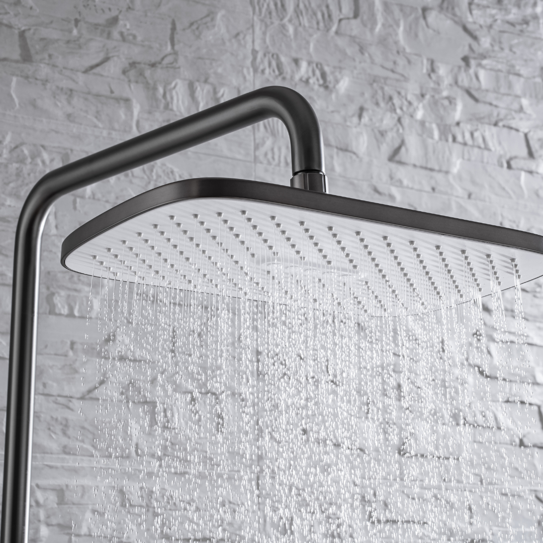 Thermostatic built-in rain shower set - Angelo - Gunmetal grey