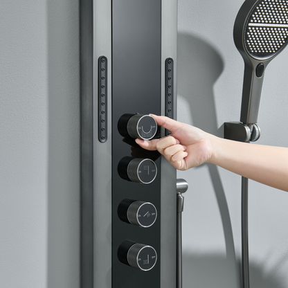 Thermostatic Shower Panel Marcelo – Digital Display - Gunmetal Grey