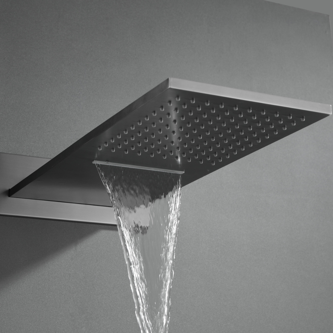 Thermostatic Built-in Rain Shower Set Isabella - Waterfall - Gunmetal grey