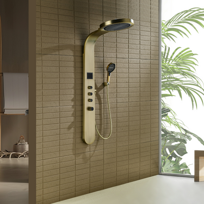 Freestanding Bath Faucet Lisandro – Waterfall Spout – Brushed nickel