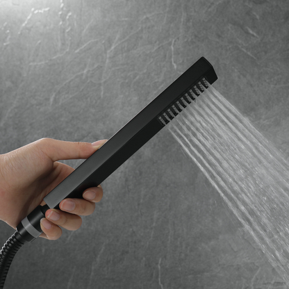 Freestanding Bath Faucet Lisandro – Waterfall Spout – Matte black